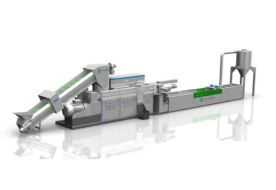 Reciclaje de residuos de plástico PE/PP/PS/EPS Bolsa de compras Película en escamas Solo tornillo Granulador de plástico de doble etapa Máquina peletizadora